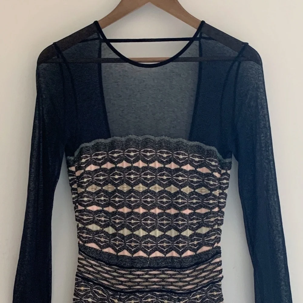 M Missoni Black & Gold Lurex Mesh Knit Dress Sz 8 Quiet Luxury